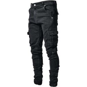 New Men's Slim Fit Skinny Jeans - 7 Pockets, Stretch Denim, Nova Fashion , Black